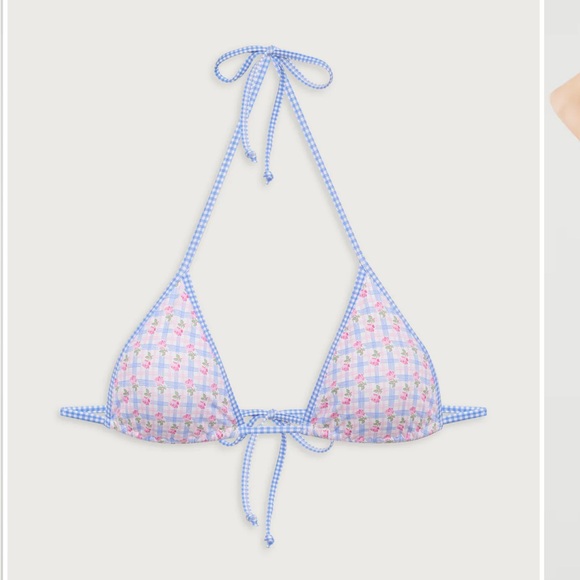Frankie's Bikinis Other - NWT Frankies Bikinis Nick Plaid Triangle Bikini Top - Rose Picnic